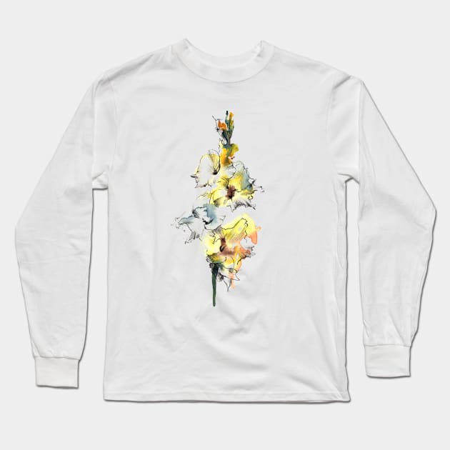 Gladiolus watercolor Long Sleeve T-Shirt by Maria Mi Art